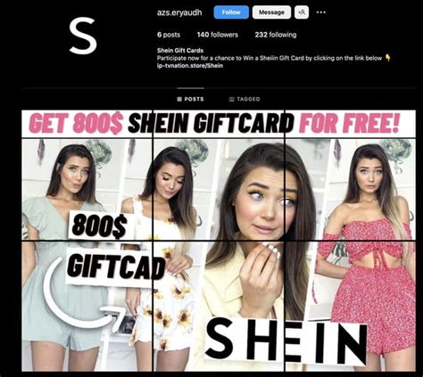 SHEIN instagram card scam